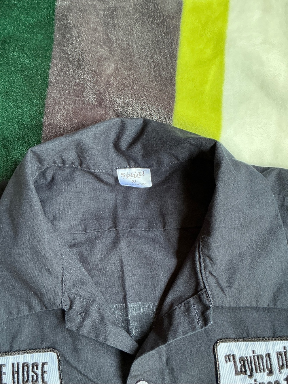 Vintage Navy Blue Novelty Work Shirt Size L - Picture 9 of 10